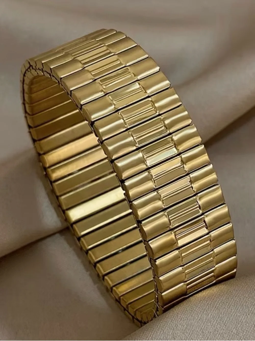 Gold Stretch Metal Watch Band Bracelet - Gold